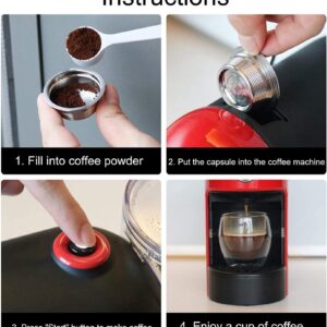 Reusable Coffee Capsule,Refillable Coffee Pods with Spoon Brush,Stainless Steel Coffee Capsule, 304 Stainless Steel Material for LAVAZZA A MODO MIO Series-B0BW9JXCNC