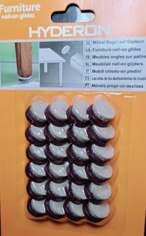 Furniture Sliders Nail-on Glides (1.5CM Diameter)- 24 Pieces Brown Base-B0DWKZ9Y99