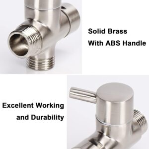 1PCs Solid Brass G1/2" Shower Arm All Metal Universal 3-Way Diverter Valve for Hand Shower and Fixed Shower Head，Replacement Component Adapter-B0CVL5SB14