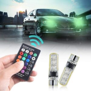 [1set] T10 5050 rgb remote control car led bulb 6 smd multi color w5w 501 side light bulbs crystal lamp-B0CMNCRKW6