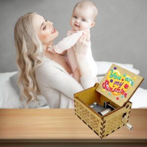 Music Box New Addition You Are My Sunshine - Music Box Hand-Cranked Music Box Five Hand Edition (Colored Wooden)-B0DFDQ448V