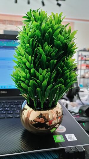Cute And Amazing Artificial Bonsai Tree in Pot, Green (9X9X21) (W*L*H) Cm Planter Unique Succulent Planter Funny Plant Pot Grass Pot for Indoor Plants Home Decor (Green Grass)-B0DWSJPJDX