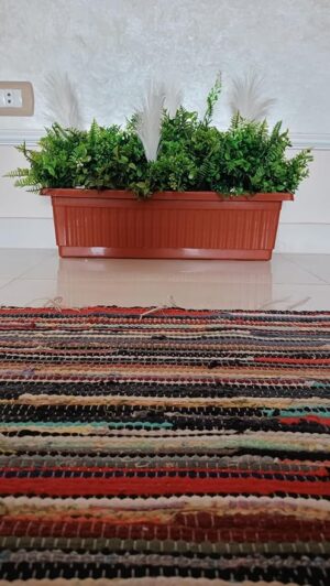 [1PCs -As Shown] Artificial flower basin and basin stand, Artificial Fern & Greenery Planter in Brown Rectangular Pot - نباتات صناعية بتنسيق رائع وكثيف-B0DY62PSBX