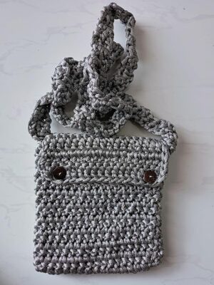 19 X 17 CM Mobile Handmade Crochet Crossbody Bag as Shown in Pic, Code MOW22 - شنطة كورشية صناعه يدوية-B0DRL54RST