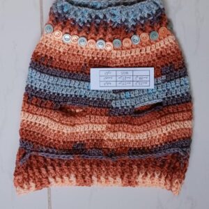 Dog and Cats HandMade Crochet Shirt, (Neck Diameter 17upto 32 Cm Chest Diameter 27 upto 39 Cm Max Round) Winter Pet Dog Clothes Crochet a winter jacket For Pets-CODE W15-B0DPBF37HY