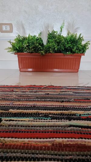 [1PCs -As Shown] Artificial flower basin and basin stand, Artificial Fern & Greenery Planter in Brown Rectangular Pot - نباتات صناعية بتنسيق رائع وكثيف-B0DY62PSBX