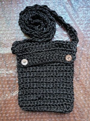 19X15 CM Mobile Handmade Crochet Crossbody Bag as Shown in Pic، Code HM 615 - شنطة كورشية صناعه يدوية-B0DR5W6WJ4