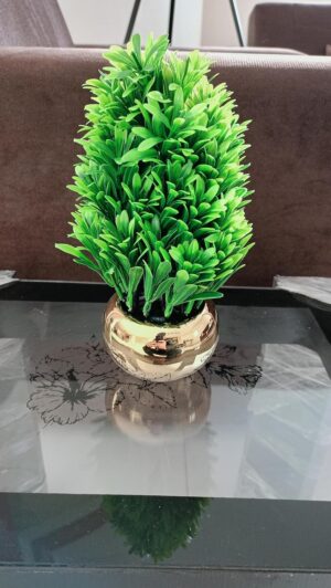 Cute And Amazing Artificial Bonsai Tree in Pot, Green (9X9X21) (W*L*H) Cm Planter Unique Succulent Planter Funny Plant Pot Grass Pot for Indoor Plants Home Decor (Green Grass)-B0DWSJPJDX