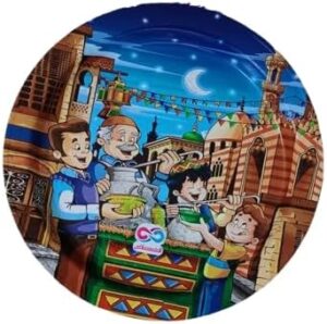 Ramadan Plastic Tray Set 2 Pieces Different Dimensions Ramadan Circular Trays Ramadan Dessert Drink Tray Set Large 44Cm And Small Plate 35 Cm Tray (Random Color)-B0DWQ4CLHY