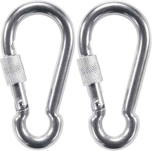 My Souq PROND Locking Carabiners, Heavy Duty Carabiner, 316 Stainless Steel Screw Lock Carabiner Hooks, 2.7inch (2PCS - 316 Stainless Steel-B08YK44Z18)