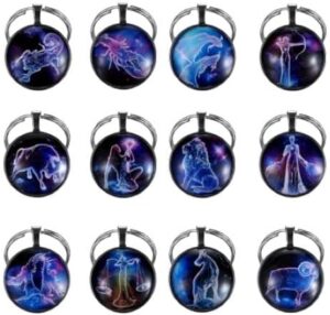 -(12) Constellations Keychain Constellation Key Rings Zodiac Sign Keychain Pendant Jewelry Fashion Birthday Gift-B0BPN7V56H
