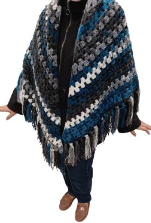 Handmade Crochet Shall Scraf in Mix Colourful Cape Shawls Wraps Granny Womens Coat Sweater (XXL) 220 * 185cm شال كتف للسيدات مصنوع يدويا من خيوط الكروشيه بطول 220 سم ِ Apro-B0DVDQ2LG1