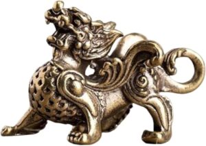 1pcs - Statue Figurine Wealth Brass Decor Prosperity Chinese Style Ornament Qilin Dragon Luck Animal Fengshui Vintage-B0CPKYXMD9