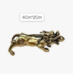 1pcs -1PC- 4 * 2.5CM Small Chinese Beast Dragon Statue Bronze Brass Figurine Ornaments Antique Copper Mythical Animal Miniature Home Decor Crafts Collection (U)-B0CV6QK3W5