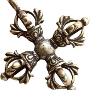 [ 1 PC ] Cross Vajra Brass Car Key Chain Pendant Buddhism Dharma Handmade Woven Lanyard Bodhi Beads Motorcycle Keychain Rope Hangings-B0CQGQHFYX