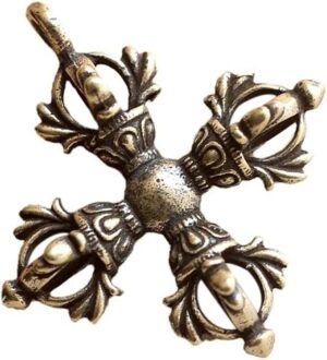 [ 1 PC ] Cross Vajra Brass Car Key Chain Pendant Buddhism Dharma Handmade Woven Lanyard Bodhi Beads Motorcycle Keychain Rope Hangings-B0CQGQHFYX