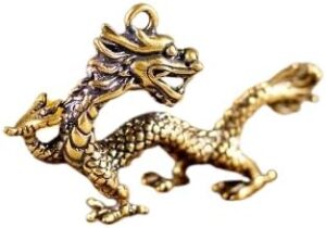 1pcs -1PC- 4 * 2.5CM Small Chinese Beast Dragon Statue Bronze Brass Figurine Ornaments Antique Copper Mythical Animal Miniature Home Decor Crafts Collection (A)-B0CV6W3DFL