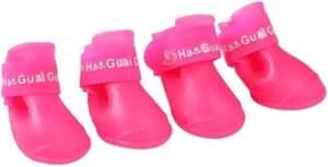 4pcs/lot S/M/L Pet Dog Rain and Againest Water Shoes for Dogs Booties Rubber Portable Anti Slip Waterproof Pet Dog Cat Rain Shoes - Read Dimensions Befor Buy (Rose RED, (L) 6x4.5cm(LxW))-B0DY1WN2WX