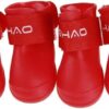 4pcs/lot S/M/L Pet Dog Rain and Againest Water Shoes for Dogs Booties Rubber Portable Anti Slip Waterproof Pet Dog Cat Rain Shoes - Read Dimensions Befor Buy (RED, (S) 4x3cm (LxW))-B0DY1XGB5V