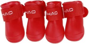 4pcs/lot S/M/L Pet Dog Rain and Againest Water Shoes for Dogs Booties Rubber Portable Anti Slip Waterproof Pet Dog Cat Rain Shoes - Read Dimensions Befor Buy (RED, (S) 4x3cm (LxW))-B0DY1XGB5V