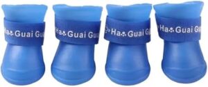 4pcs/lot S/M/L Pet Dog Rain and Againest Water Shoes for Dogs Booties Rubber Portable Anti Slip Waterproof Pet Dog Cat Rain Shoes - Read Dimensions Befor Buy (Blue, (L) 6x4.5cm(LxW))-B0DY21HZN8