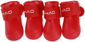 4pcs/lot S/M/L Pet Dog Rain and Againest Water Shoes for Dogs Booties Rubber Portable Anti Slip Waterproof Pet Dog Cat Rain Shoes - Read Dimensions Befor Buy (RED, (M) 5x4cm(LxW))-B0DY1X27P3