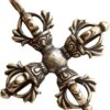 MySouq-Store [ 1 PC ] Cross Vajra Brass Car Key Chain Pendant Buddhism Dharma Handmade Woven Lanyard Bodhi Beads Motorcycle Keychain Rope Hangings-B0CQGQHFYX