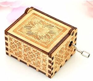Wooden Music Box - Hand-Cranked Melody Husband to Wife Music Box Wood Laser Engraved Vintage Unique for Wife Love from Husband on Valentine's Day/Wedding Day/Anniversary-B0DY6623XZ