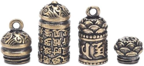 Brass Buddha Sutra Cylinder Pendant Container Bottle Keychain Hanging Necklace-B09R4XM8MK