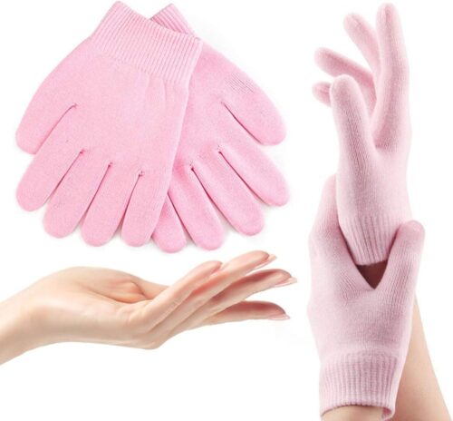 MySouq.store Moisturizing Spa Gel Gloves Softer, Suppler Hands in Just 20 Minutes, with Jojoba Oil, Olive Oil, Vitamin E, Plant Essential Oils, Soften & Smooth, One Size Fits All (Pink)-B0DY6BCXB4