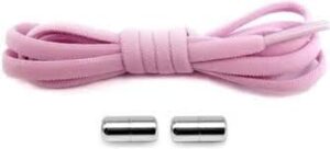1 Pair Metal Lock No Tie Stretched Lazy Round Shoe Lace Slip-on Shoelaces Elastic Laces Shoestrings (Light Pink)-B0CT37CGV5