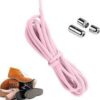 1 Pair Metal Lock No Tie Stretched Lazy Round Shoe Lace Slip-on Shoelaces Elastic Laces Shoestrings (Light Pink)-B0CT37CGV5