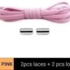 1 Pair Metal Lock No Tie Stretched Lazy Round Shoe Lace Slip-on Shoelaces Elastic Laces Shoestrings (Light Pink)-B0CT37CGV5