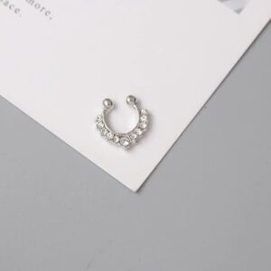New 1 Pc 1 PC Fake Piering Nose Ring for Women Clip Septum Rock Hip Hoop punk Crystal Body Jewelry Fake Perforation Nose Studs-B0F1T9W6BT