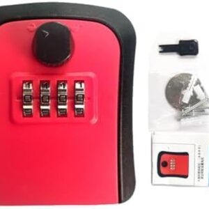 31QAiQEp0gL._AC_SY450_ Key Lock Box, 4 Digit Combination Wall Mount Key Storage Lock Box for Outdoor & Indoor 5 Keys Large Capacity for House Spare Keys, Home, School, Office Wall Safe (RED)-B0F1ZQHFSN
