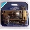 [1 Pcs] [Dark Brwon X Gold ] Door Chain Lock, Steel Slide Bolt Latch Safety Door Lock with Anti-Theft Chain and Spring Lock (Gold)-B0CM191XVP