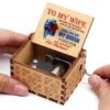 Husband to My Wife Music Box U R My Sunshine Tune Wood Laser Engraved Vintage Hand Cranked Musical Boxes Unique for Wife Love from Husband on Valentine's Day/Wedding Day/Anniversary MB02-B0DZW152M4