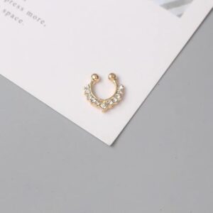 New 1 Pc 1 PC Fake Piering Nose Ring for Women Clip Septum Rock Hip Hoop punk Crystal Body Jewelry Fake Perforation Nose Studs-B0F1T9W6BT