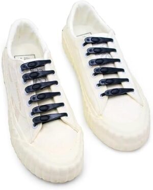 No Tie Elastic Shoelaces 14Pcs/Set No-Tie Silicone Shoelaces Works in all Shoes - Black-B0CCG6DMM3