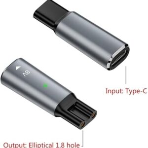 Type C to 2 Pin Powers Plug Connectors Type C Female to 2 Pin Female Adapters Converters for Shaver Charging - Random Color (Oval 8V black)-B0F1DTXKZL