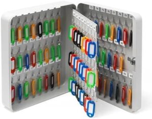 كبينة حفظ مفاتيح - عدد 93 ميداليا مفتاح للمصانع والورش والمنازل + خزنة مفاتيح من المعدن للعمر طويل معالجة ضد الصدأ والصدمات - Metal Key Box for Safe and 93 Keys-B0BZRQNGZF