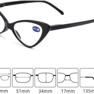 Women Cat Eye Reading Glasses Anti Blue Light Magnifying Computer Glasses Clear Lens Black Frame Plus Reading Glasses As Shown-B0DQH8DMYG