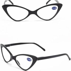 Women Cat Eye Reading Glasses Anti Blue Light Magnifying Computer Glasses Clear Lens Black Frame Plus Reading Glasses As Shown-B0DQH8DMYG