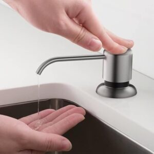 -Sink Soap Dispenser, Kitchen Soap Dispenser, Built in Desk Mount Liquid Lotion Kitchen Countertop Soap Dispenser, Large Capacity 17 OZ Bottle,Chrome-B0BSGQ26W5