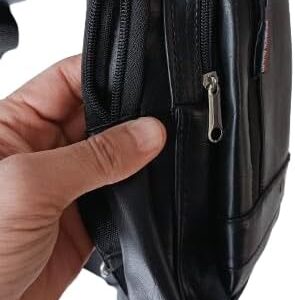 41MN-CDyViL._AC_ High Quality Waist Bag Waist Bag Travel Hiking Running Sports Crossbody Bag for Men 25 * 20 * 8 Cm with 3 Zipper will keep all your things (Black)-B0F1DJZ8V7