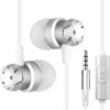 [ 1 Pcs - White XSilver ] Metal Wired Super Bass Earbud 3.5mm Built-in Microphone Hand Free Noise Reduction Gaming Universal Headset Sport Earphone-B0DZJ23HSS