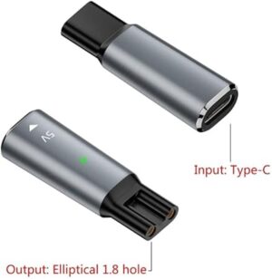 Type C to 2 Pin Powers Plug Connectors Type C Female to 2 Pin Female Adapters Converters for Shaver Charging - Random Color (Single slot 5V BK)-B0F1DX1SWB