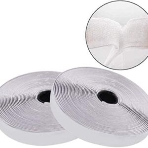 [1 Meter Hook + 1 Meter Loop] White Tape Nylon Hook Loop Fastener No Glue Sewing Magic Tape Cable Ties Sewing Strips Accessories-B0DHLCTTQ7