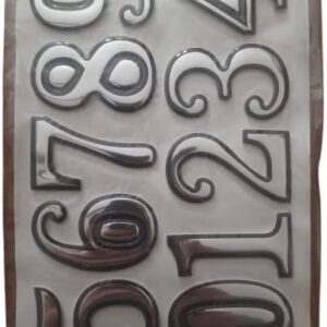 Numeral Door Plaque House Drawer Sign Plating Gate Digits 0 to 9 Number Tag Hotel Home Sticker Address Door Label (SilverXBlack)-B0DTM1SZ2F