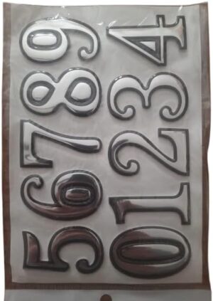 Numeral Door Plaque House Drawer Sign Plating Gate Digits 0 to 9 Number Tag Hotel Home Sticker Address Door Label (SilverXBlack)-B0DTM1SZ2F